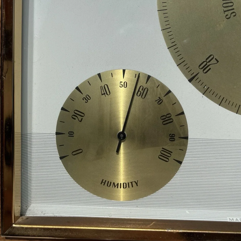 Vintage Royce Weather Station Wall Barometer Thermometer Hygrometer MCM Wood